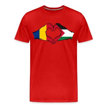 Rumänien Palästina Herzform mit Hände - Männer Premium Bio T-Shirt - Rot - Vorne - Damien (186cm)
