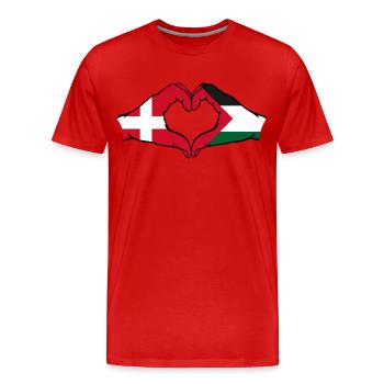Dänemark Palästina Herzform mit Hände - Männer Premium Bio T-Shirt - Rot - Vorne - Damien (186cm)