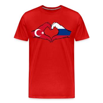 Turkey Russia Heart Shape with Hands - Men's Premium Organic T-Shirt - red - Front - Damien (186cm)