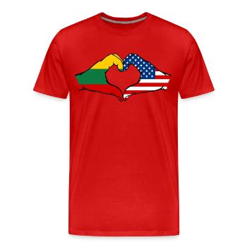Forme de coeur Lituanie USA avec les mains - T-shirt bio Premium Homme - rouge - Devant - Damien (186cm)