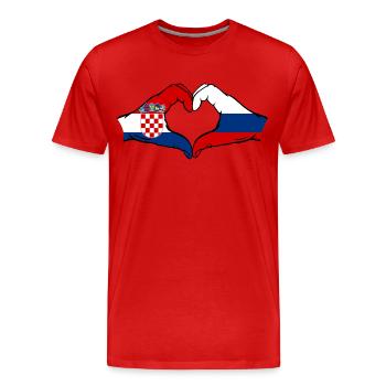 Croatie Russie forme de coeur avec les mains - T-shirt bio Premium Homme - rouge - Devant - Damien (186cm)