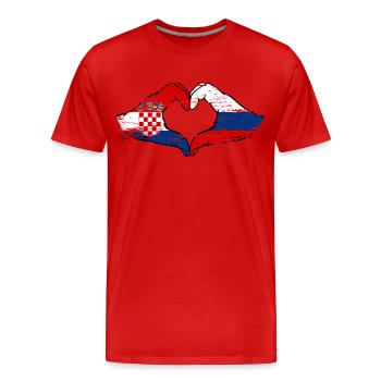 Croatia Russia heart shape with hands used - Men's Premium Organic T-Shirt - red - Front - Damien (186cm)