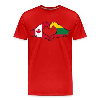 Canada Lituanie Forme de coeur avec les mains - T-shirt bio Premium Homme - rouge - Devant - Damien (186cm)