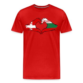 Denmark Bulgaria Heart Shape with Hands Used - Men's Premium Organic T-Shirt - red - Front - Damien (186cm)