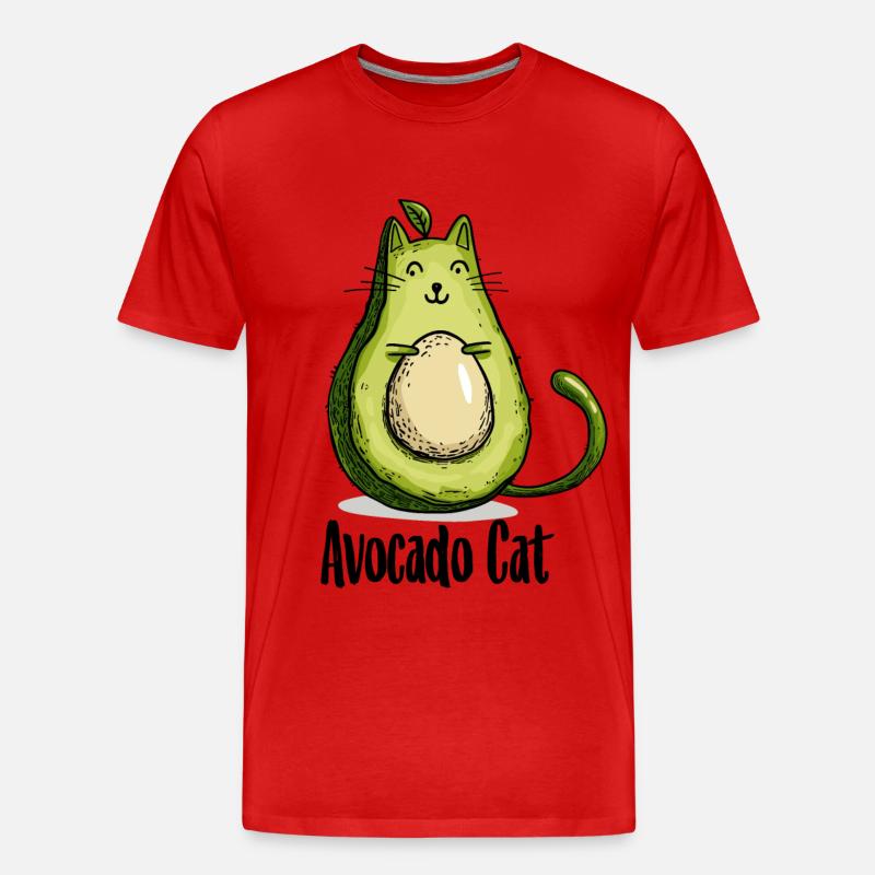Avocado Cat Katzen Vegetarier Geschenk - Männer Premium Bio T-Shirt - Rot