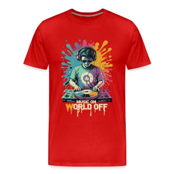 DJ Music On World Off Disc Jockeys - Men's Premium Organic T-Shirt - red - Front - Damien (186cm)