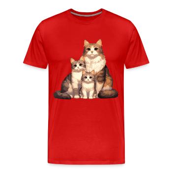 Famille de chats - T-shirt bio Premium Homme - rouge - Devant - Damien (186cm)