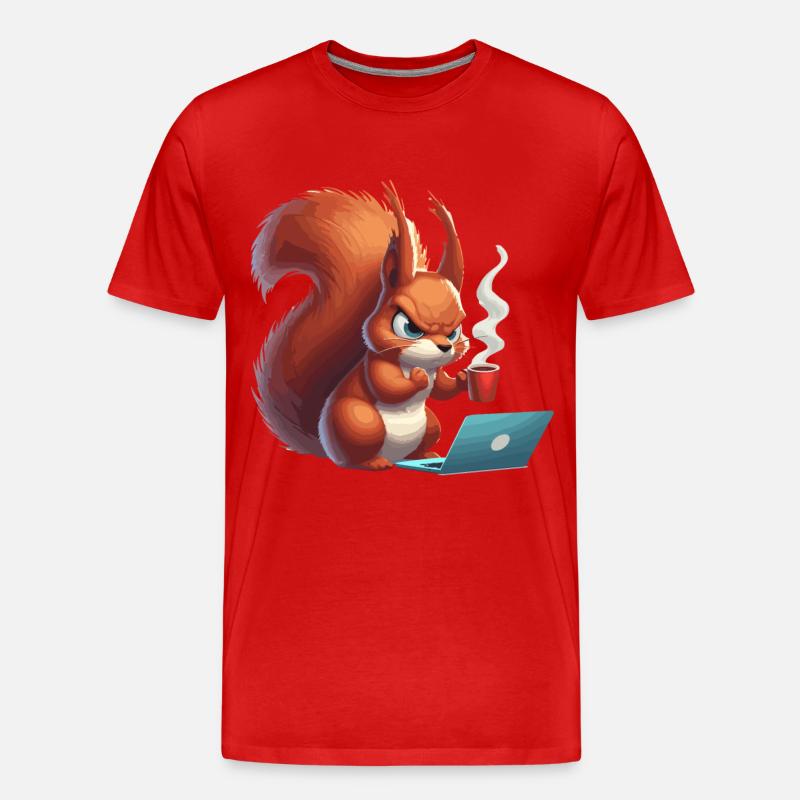 Eichhörnchen Arbeit - Männer Premium Bio T-Shirt - Rot