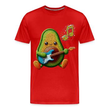 GESCHMACK UND MUSIK, AVOCADO SPIELT E-GITARRE - Männer Premium Bio T-Shirt - Rot - Vorne - Damien (186cm)