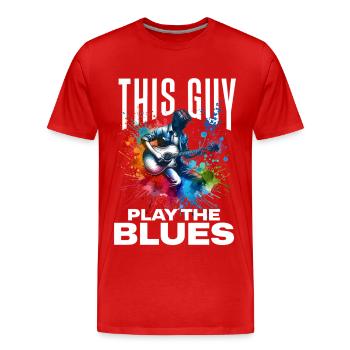 Jouer le blues - T-shirt bio Premium Homme - rouge - Devant - Damien (186cm)