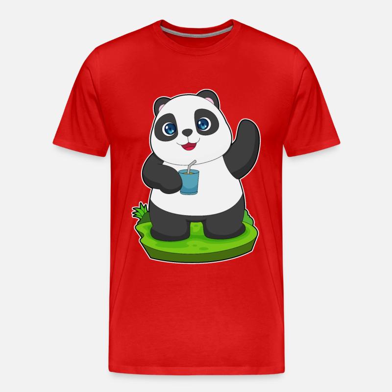 Panda Saft - Männer Premium Bio T-Shirt - Rot