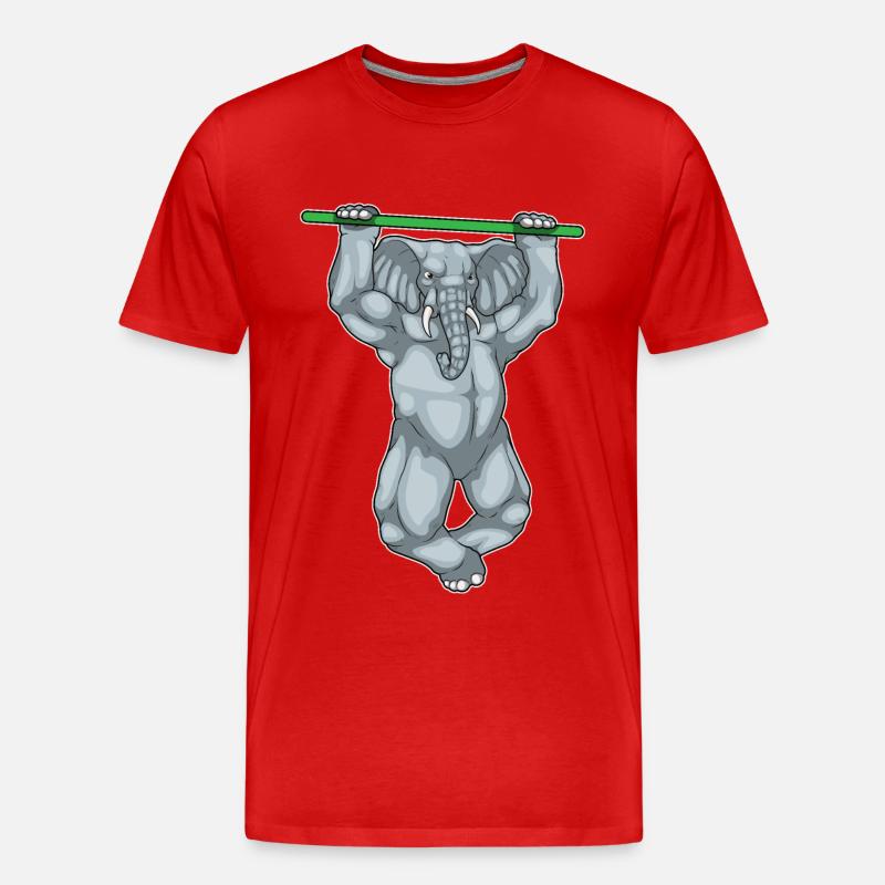 Elephant Bodybuilder Pull-Ups Musculation - T-shirt bio Premium Homme - rouge
