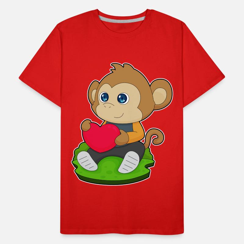 Monkey Heart Balloon Men's Premium Organic T-Shirt