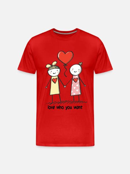 Stick Figure Lesbian Lovers Love - Men's Premium Organic T-Shirt - red