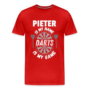 Design de chemise à pinces personnalisé par le nom Pieter - T-shirt bio Premium Homme - rouge - Devant - Damien (186cm)