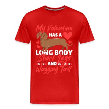 Dachshund Chiweenie Couple Wiener - Men's Premium Organic T-Shirt - red - Front - Damien (186cm)