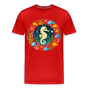 Seepferdchen Meer Seestern Urlaub Fische Tauchen - Männer Premium Bio T-Shirt - Rot - Vorne - Damien (186cm)