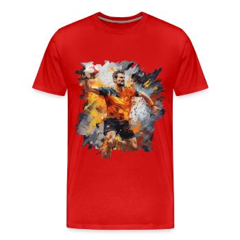 Handball. Player. Watercolour. - Men's Premium Organic T-Shirt - red - Front - Damien (186cm)