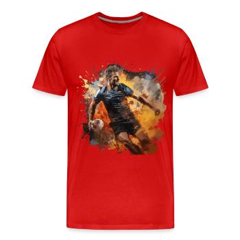 Joueurs de handball. Aquarelle. - T-shirt bio Premium Homme - rouge - Devant - Damien (186cm)