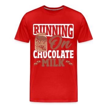 Double Choc Cacao Boisson Lait Chocolat Lait - T-shirt bio Premium Homme - rouge - Devant - Damien (186cm)