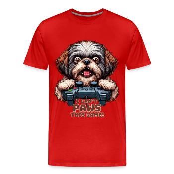 Dog gamers, Dog game freak shih tzu - T-shirt bio Premium Homme - rouge - Devant - Damien (186cm)