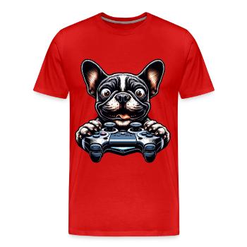 Bouledogue français et passionnés de jeux vidéo - T-shirt bio Premium Homme - rouge - Devant - Damien (186cm)