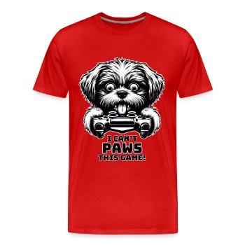 Crazy Shih Tsu chien gamefreak gamers - T-shirt bio Premium Homme - rouge - Devant - Damien (186cm)