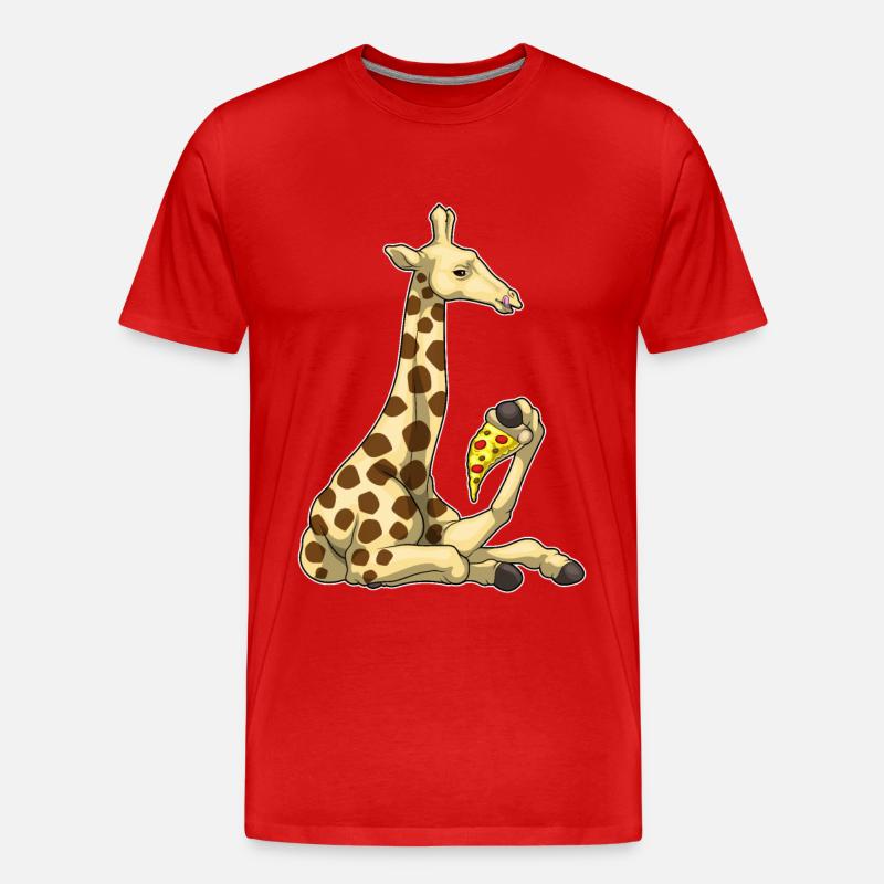 Giraffe Pizza - Männer Premium Bio T-Shirt - Rot