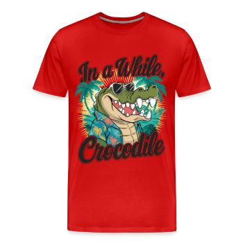 Drôle de crocodile alligator dans un crocodile - T-shirt bio Premium Homme - rouge - Devant - Damien (186cm)