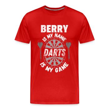 Berry-Darts-Fan, Dartspieler. Vintage-Dart-Design - Männer Premium Bio T-Shirt - Rot - Vorne - Damien (186cm)
