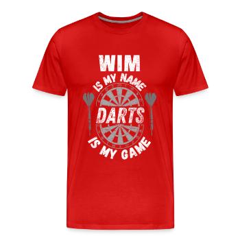 Dartliebhaber Wim, eigener Name Darts Design - Männer Premium Bio T-Shirt - Rot - Vorne - Damien (186cm)