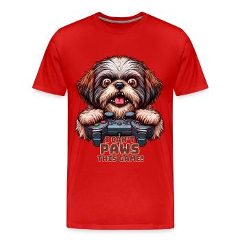 Dog gamers, Dog game freak shih tzu - T-shirt bio Premium Homme - rouge - Devant - Damien (186cm)