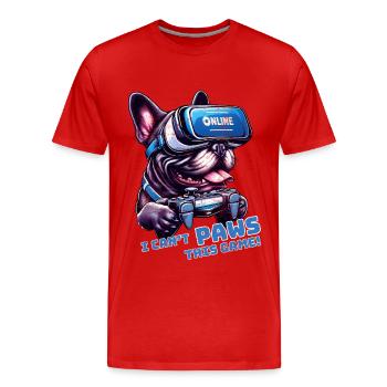 French Bulldog dog online VR gaming - Men's Premium Organic T-Shirt - red - Front - Damien (186cm)