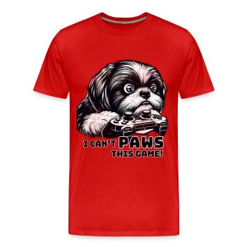 ShihTzu-Liebhaber, Computerspiel-Freak, Gamer - Männer Premium Bio T-Shirt - Rot - Vorne - Damien (186cm)