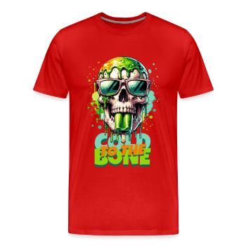 FROID JUSQU’À L’OS Crâne avec glace - Langue - T-shirt bio Premium Homme - rouge - Devant - Damien (186cm)