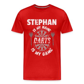 Personalised Darts T-Shirt for Stephan - Men's Premium Organic T-Shirt - red - Front - Damien (186cm)