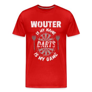 Personalised Darts T-Shirt for Wouter - Men's Premium Organic T-Shirt - red - Front - Damien (186cm)