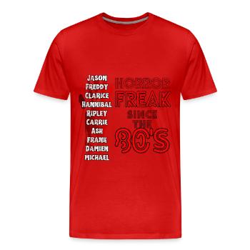 Horror Fanartikel, Horror Freak seit den 80ern - Männer Premium Bio T-Shirt - Rot - Vorne - Damien (186cm)