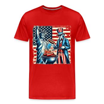 Millésime de la fête de l’indépendance américaine le 4 juillet - T-shirt bio Premium Homme - rouge - Devant - Damien (186cm)