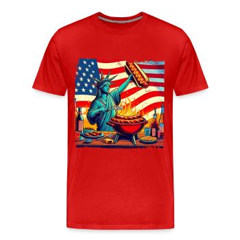 Design de barbecue américain nostalgique Fans américains - T-shirt bio Premium Homme - rouge - Devant - Damien (186cm)
