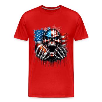Patriotic skull design American football - Men's Premium Organic T-Shirt - red - Front - Damien (186cm)