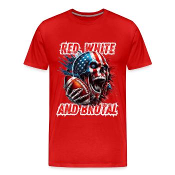 Crâne américain et football dans un style dynamique - T-shirt bio Premium Homme - rouge - Devant - Damien (186cm)
