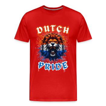 Lion néerlandais aux couleurs du drapeau néerlandais - T-shirt bio Premium Homme - rouge - Devant - Damien (186cm)