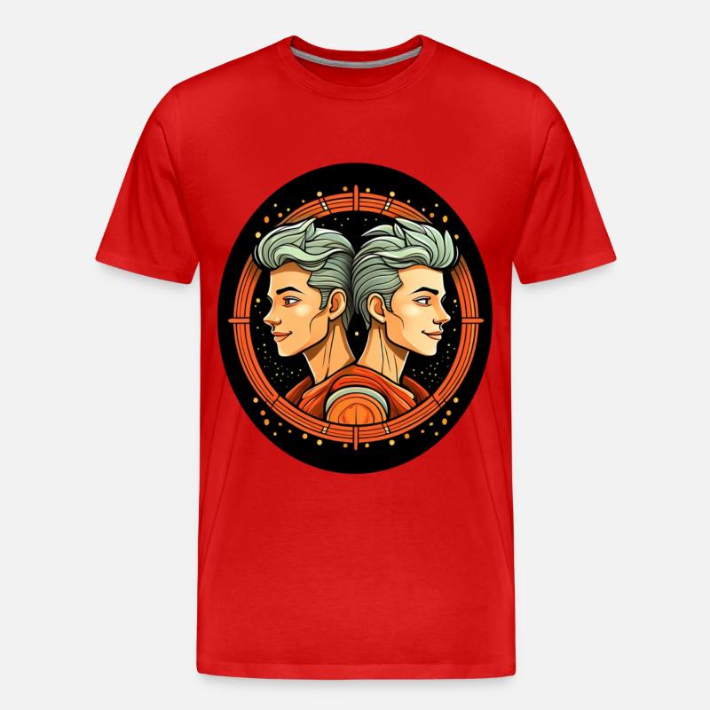 Sternzeichen Zwillinge - Männer Premium Bio T-Shirt - Rot