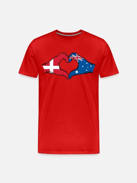 Denmark Australia Flag Heart Shape - Men's Premium Organic T-Shirt - red