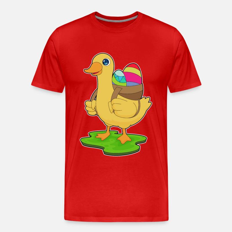 Duck Easter Easter Eggs - Men's Premium Organic T-Shirt - red