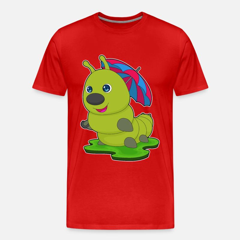 Raupe Regenschirm - Männer Premium Bio T-Shirt - Rot