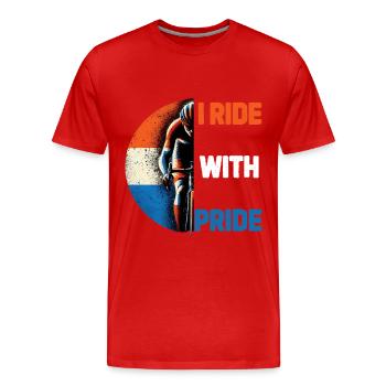 Conception de maillot de cyclisme néerlandais Ride with Pride - T-shirt bio Premium Homme - rouge - Devant - Damien (186cm)