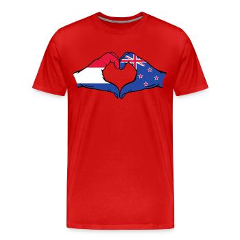Holland Neuseeland Flagge Hände Herzform - Männer Premium Bio T-Shirt - Rot - Vorne - Damien (186cm)