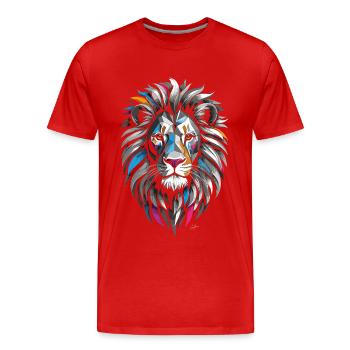 Geometrische Löwenfarben - Männer Premium Bio T-Shirt - Rot - Vorne - Damien (186cm)
